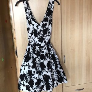 A black floral print dress